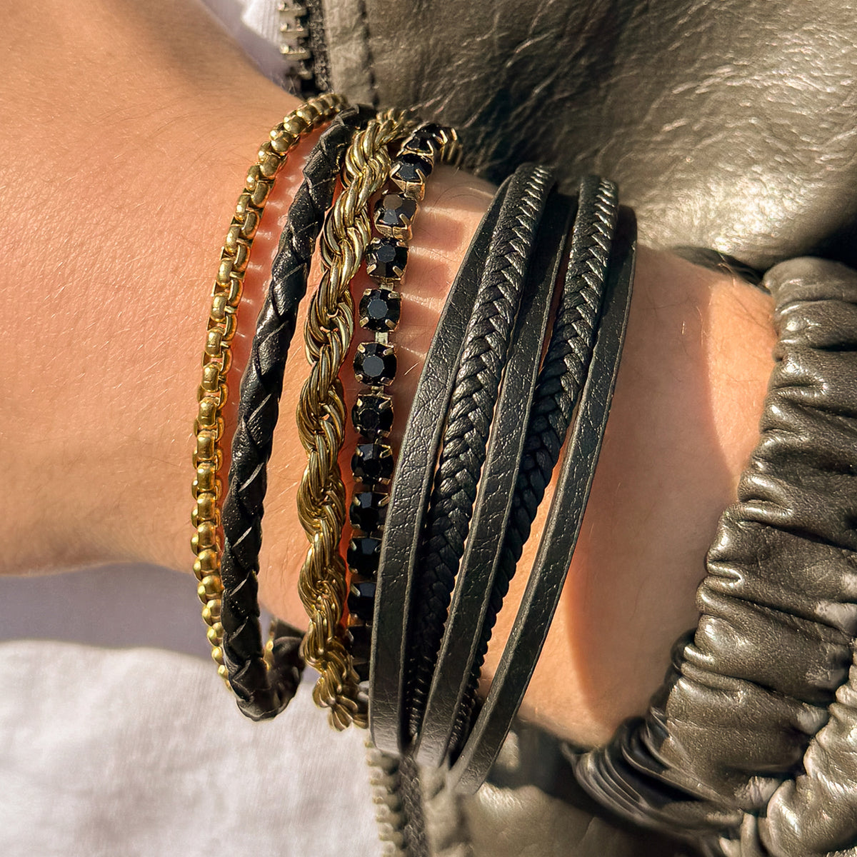 Thick Multi-Strand Leather Bracelet