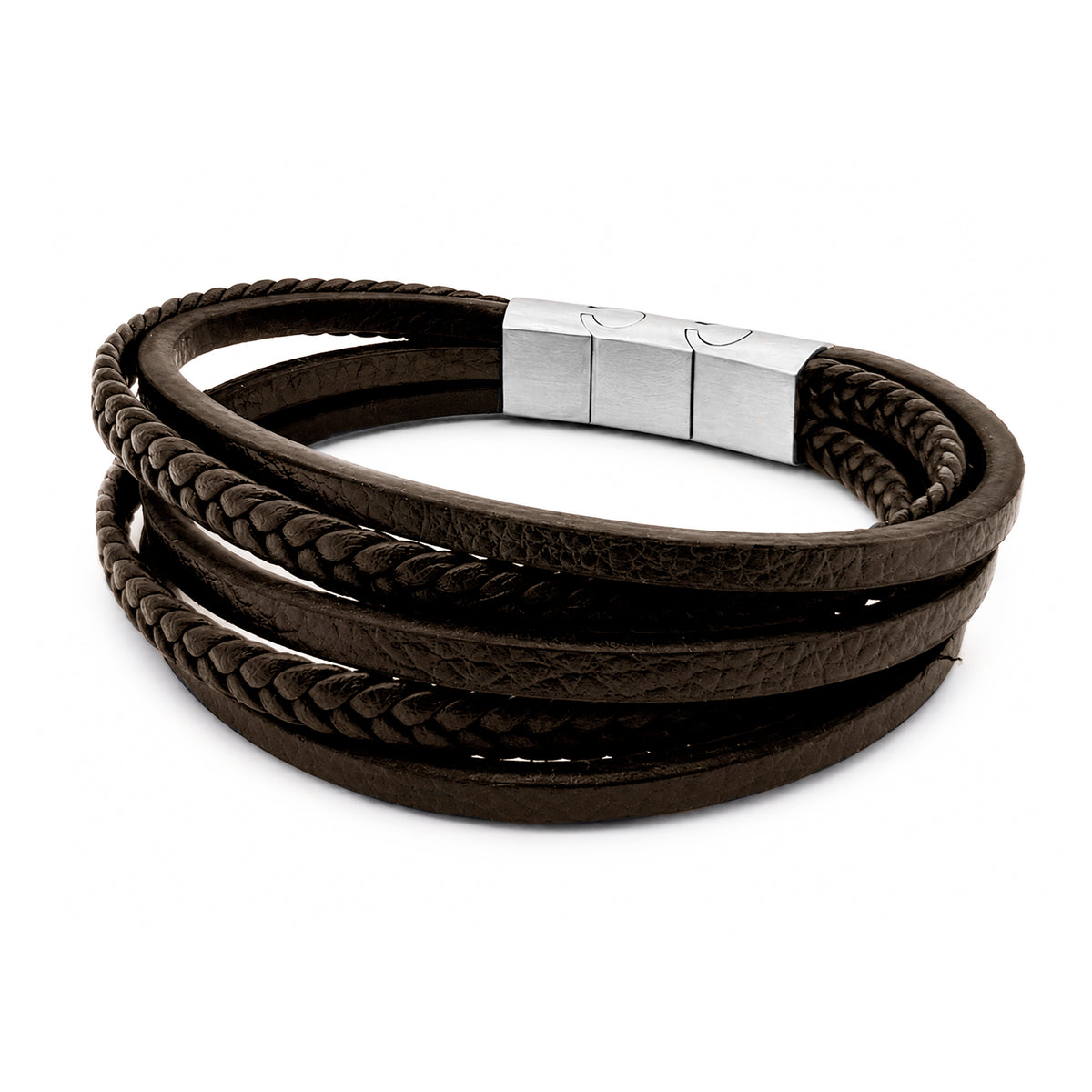 Dikke leren armband met meerdere strengen