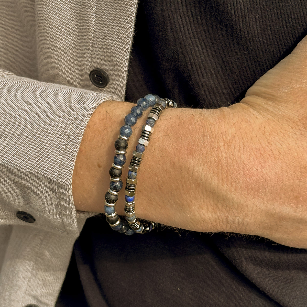 Blue Matt Stone Beads Bracelet