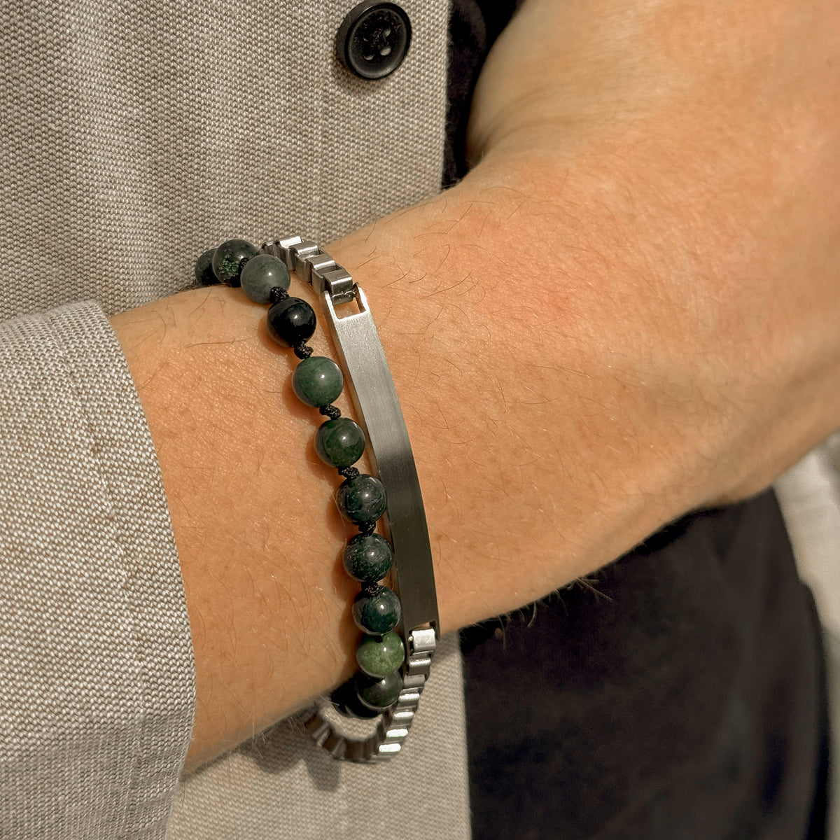 Moss Agate Beads Bracelet