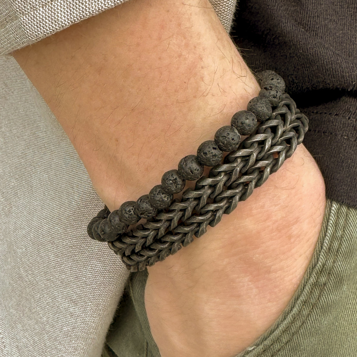 Lava Stone Beads Bracelet 6mm