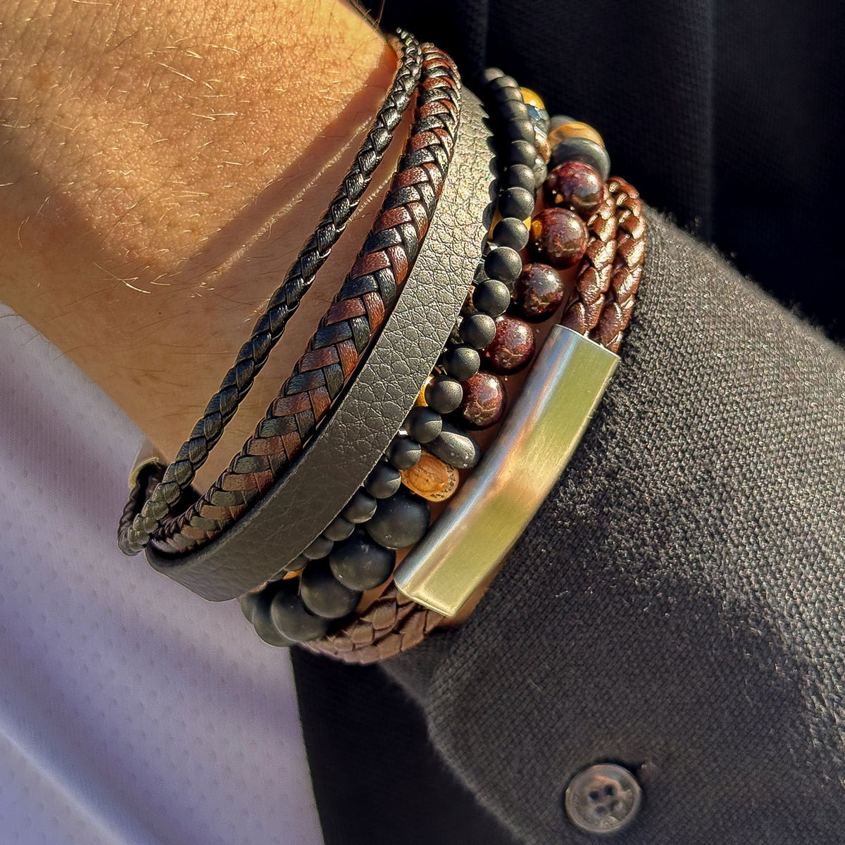 Multi-Strand Leather Bracelet With Beads