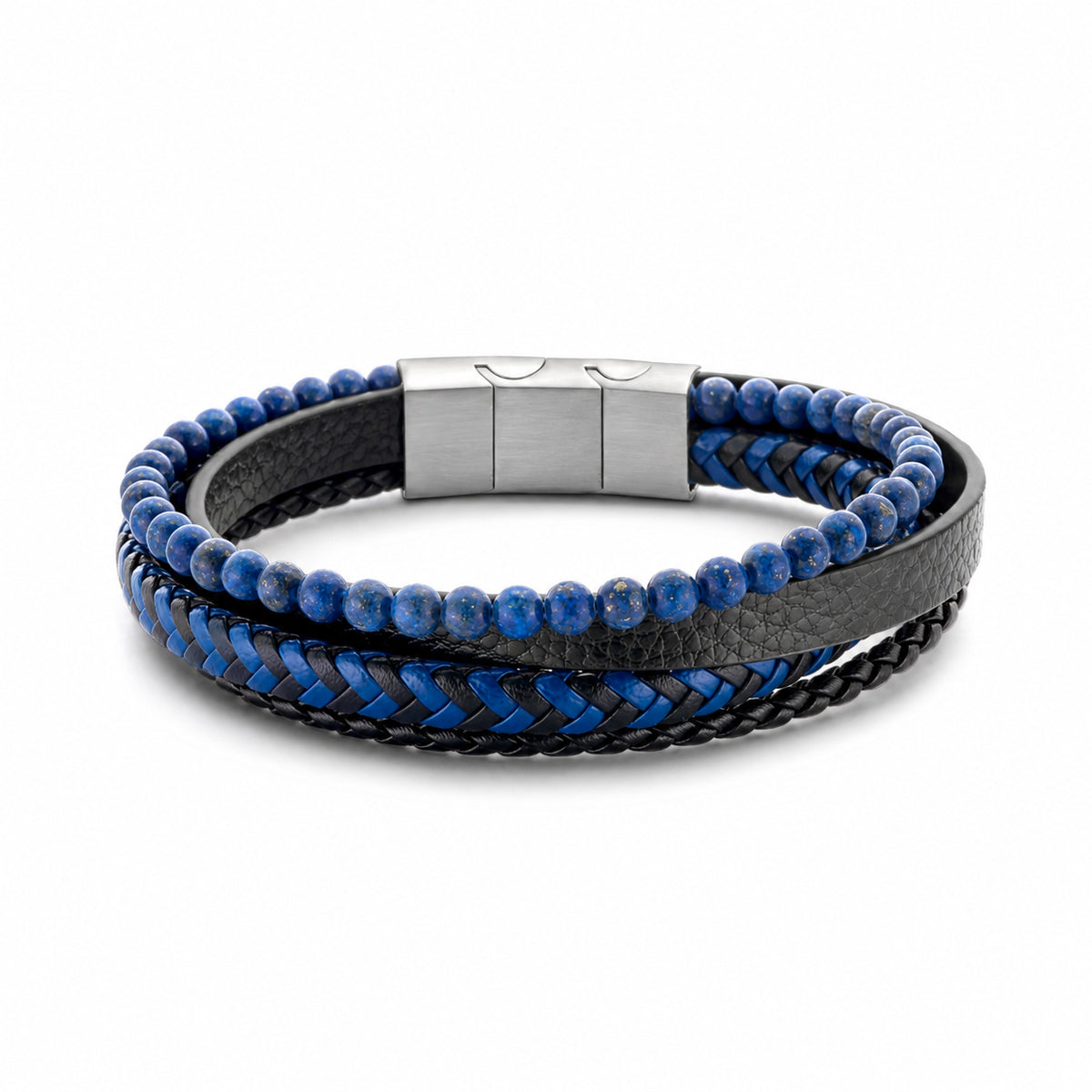 Meervoudige Leren en Stenen Kralen Armband