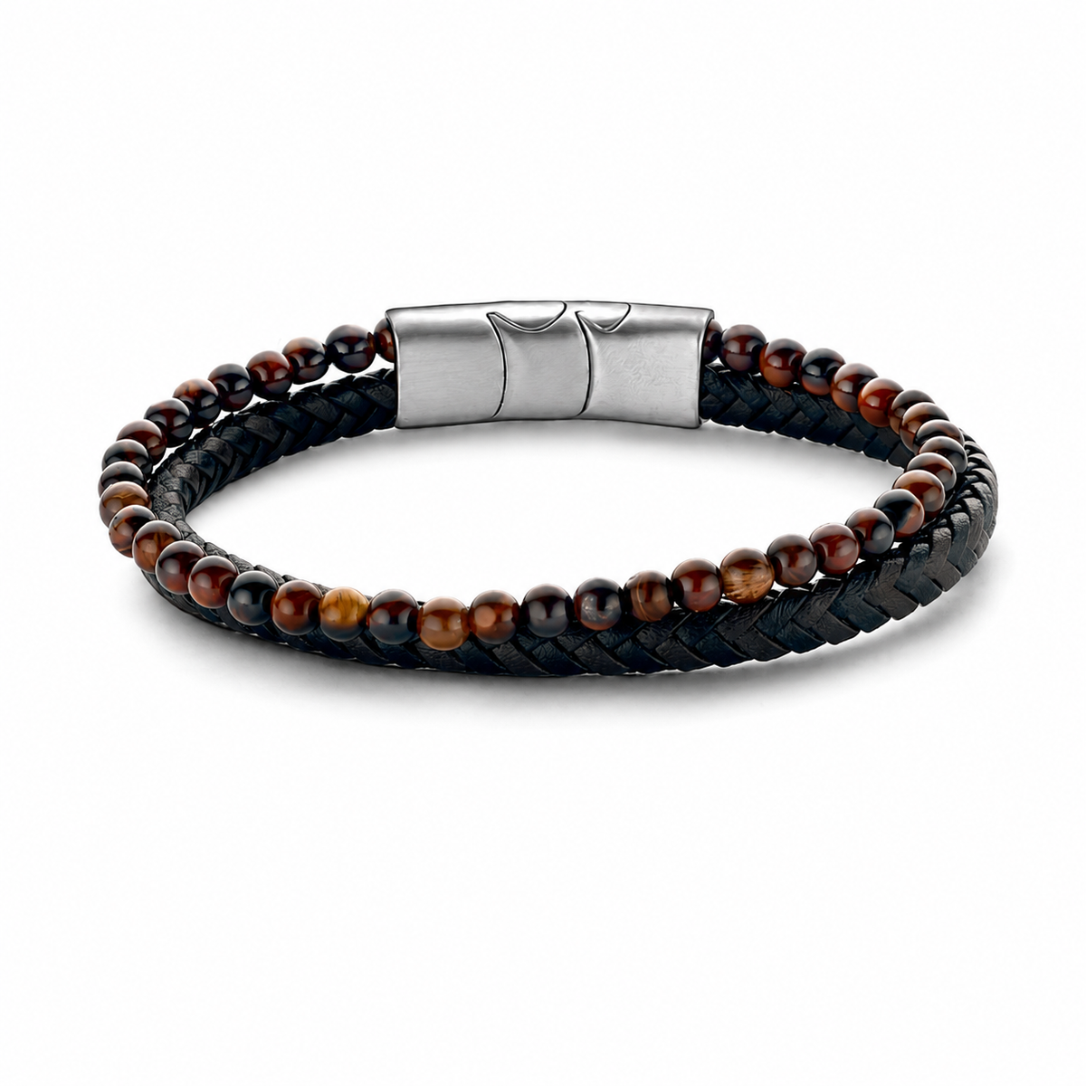 Leren & Natuurstenen Kralen Armband
