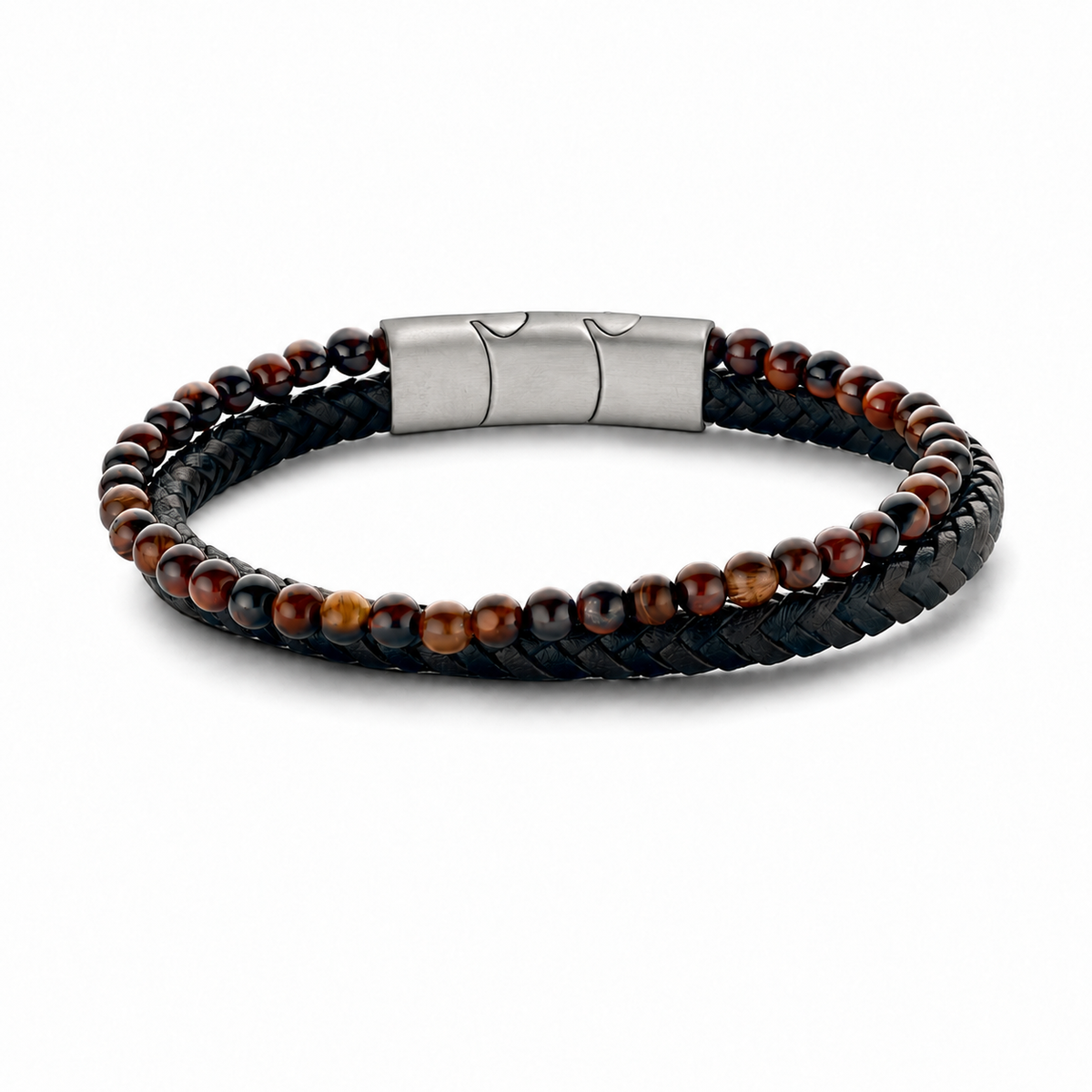 Leather & Natural Stone Bead Bracelet