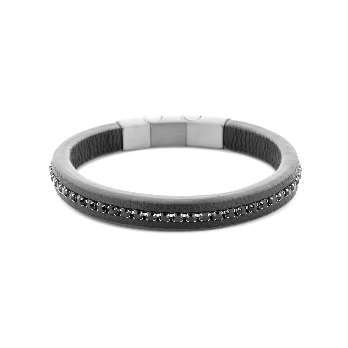 Leren armband met zirkonia