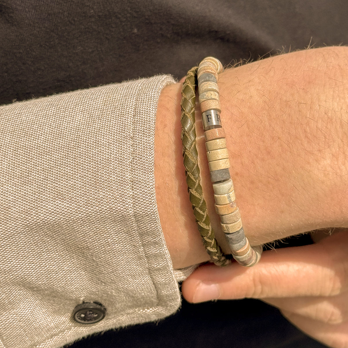 Leather Bracelet With Stainless Steel Lock