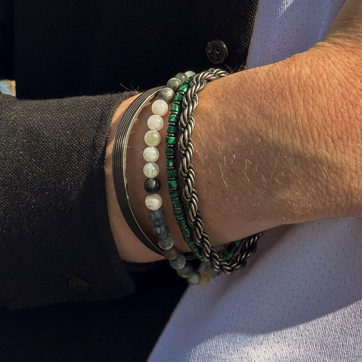 Steel & Colored Beads Bracelet