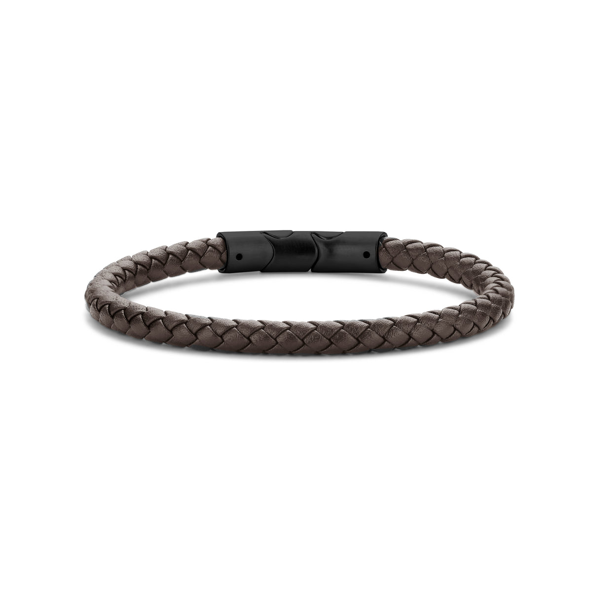 Gevlochten leren armband