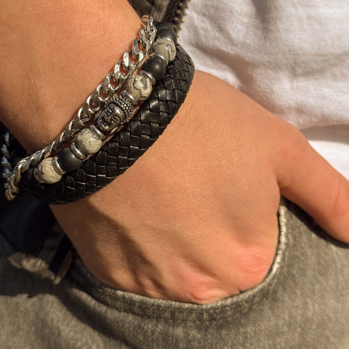 Matte Braided Leather Bracelet