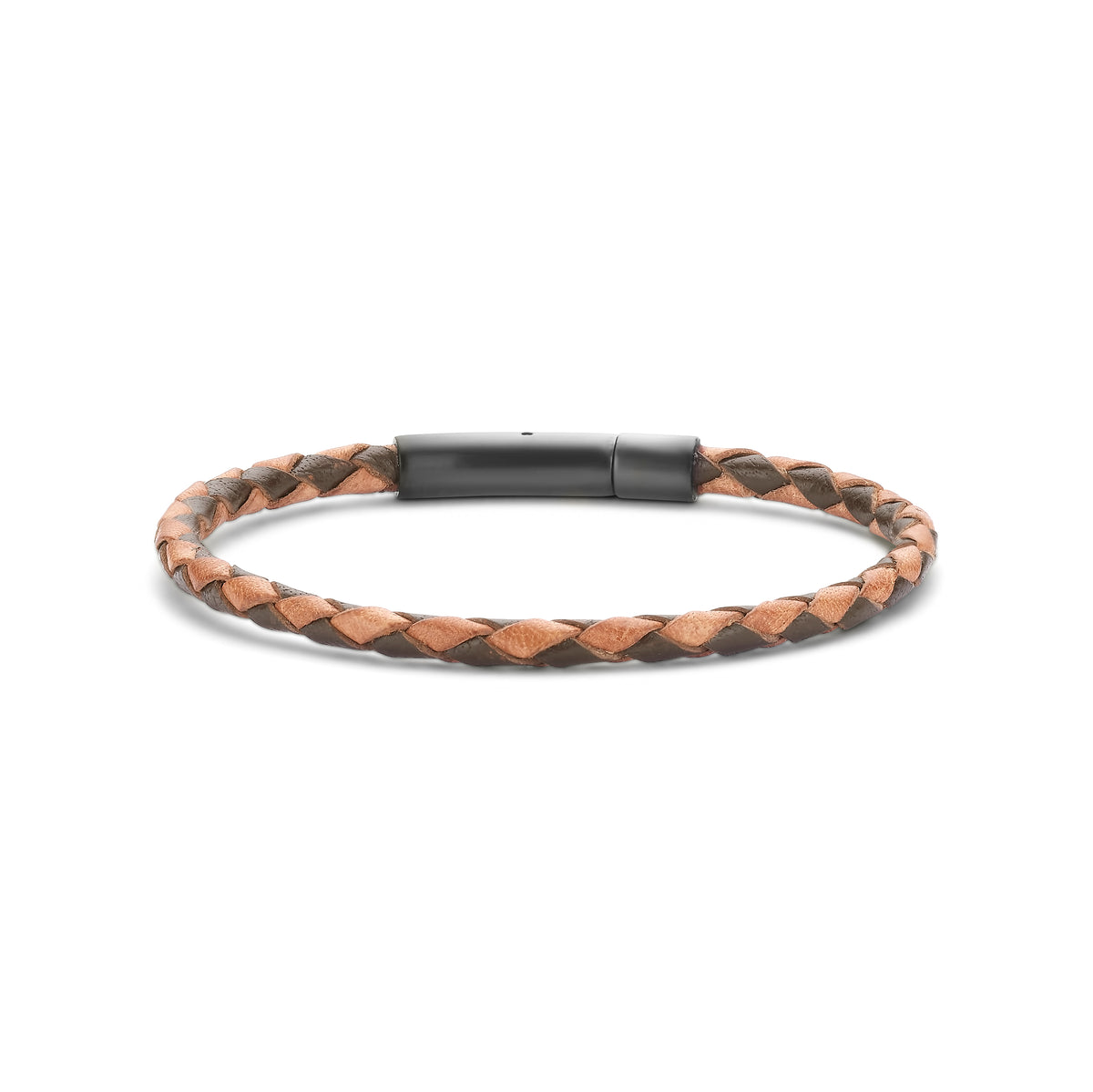 Dunne gevlochten leren armband