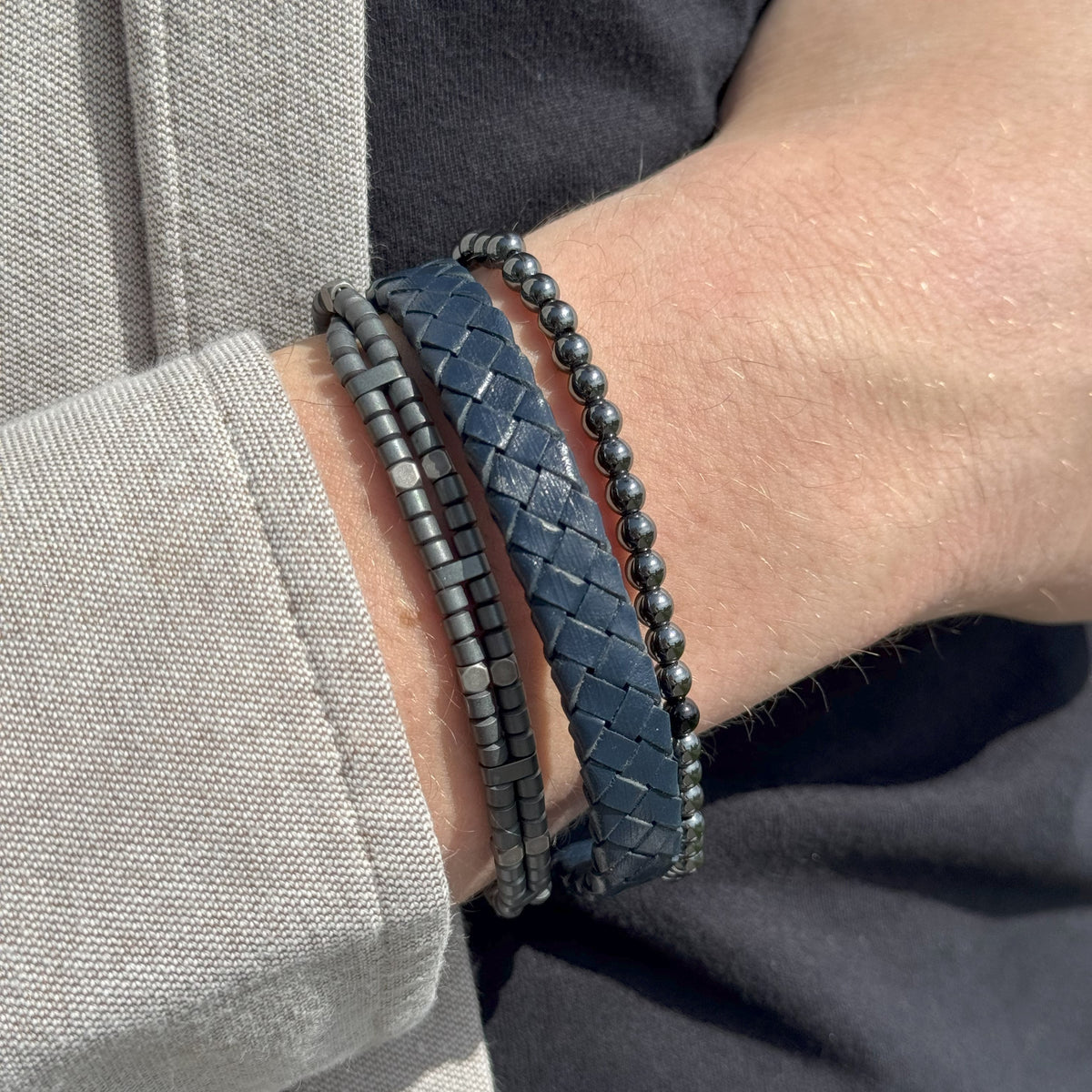 Flat Braided Leather Bracelet