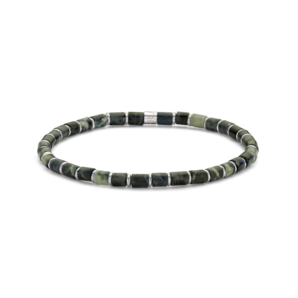 Armband met natuursteen en stalen ringen