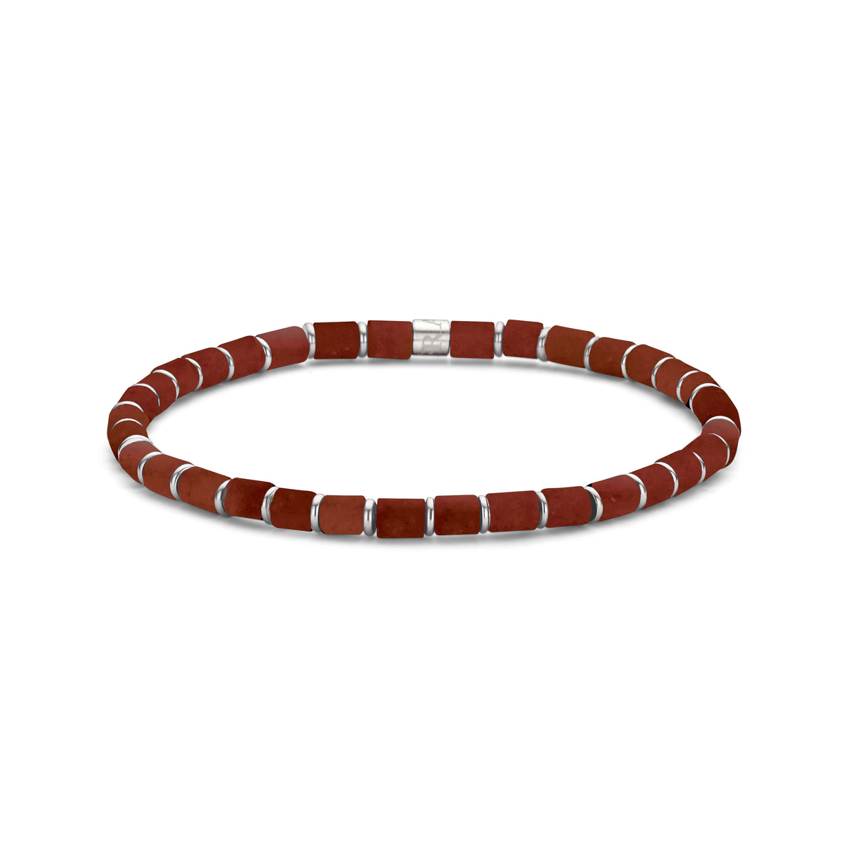 Armband met natuursteen en stalen ringen