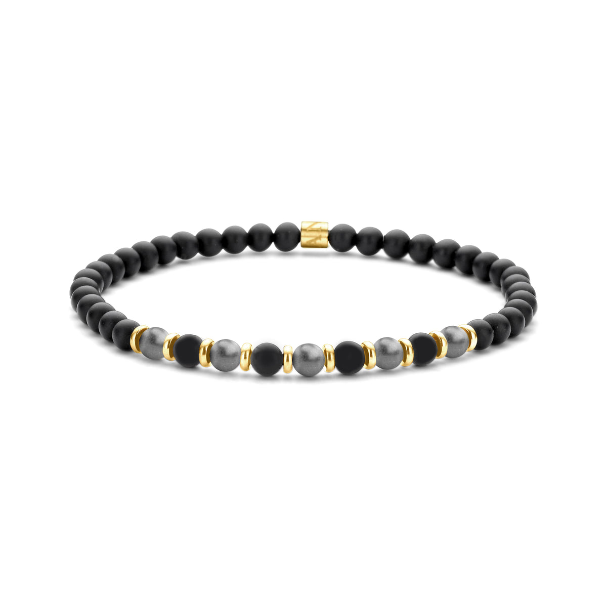 Halfzwarte en natuurlijke kralenarmband