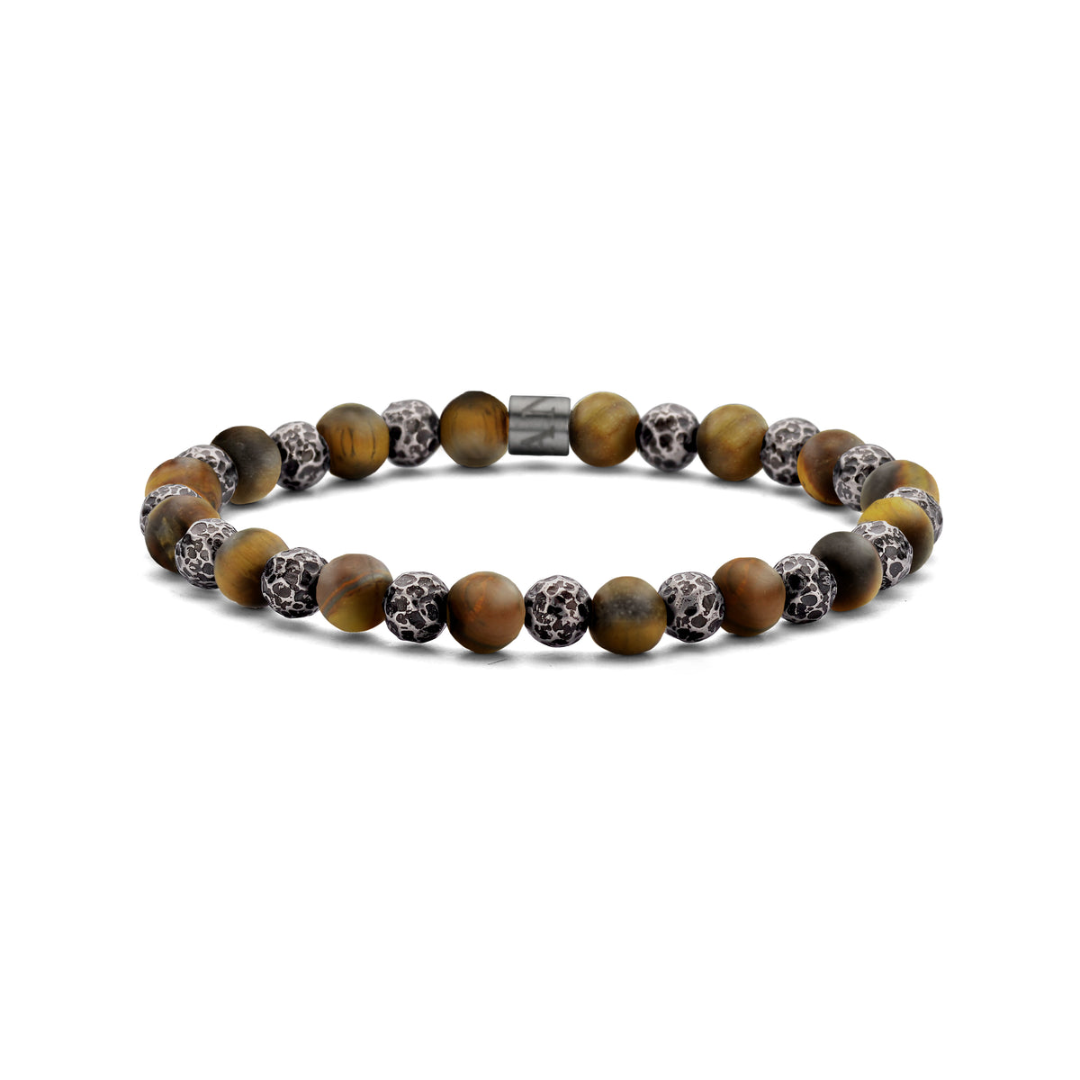 Armband van natuursteen met stalen kralen