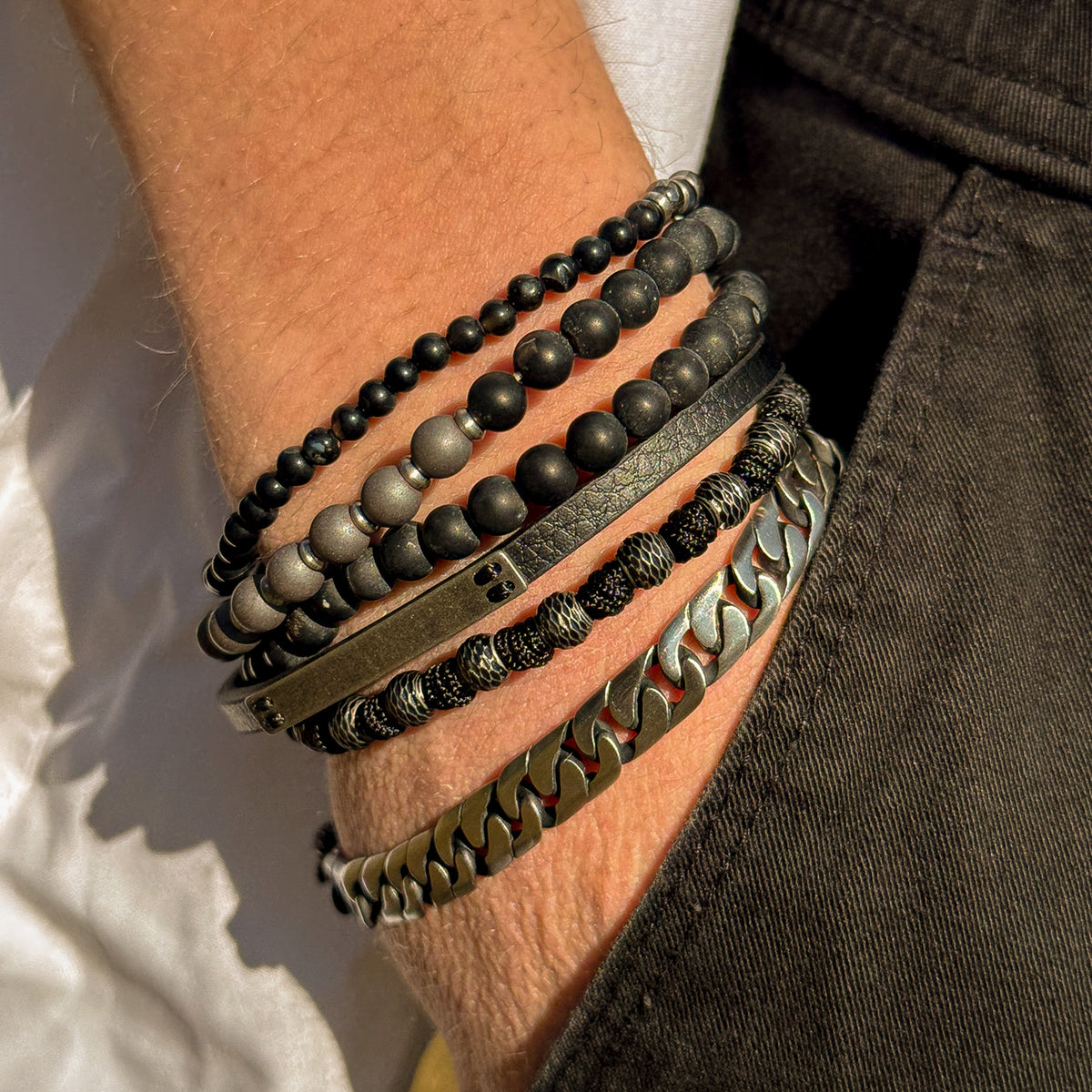 Cord Steel Beads Bracelet
