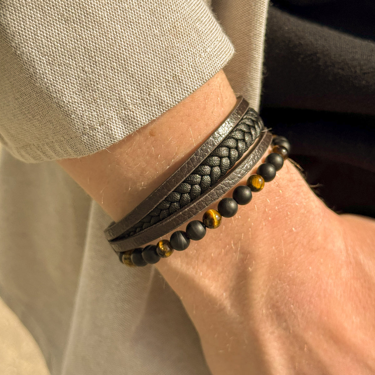 Leather Wrap Bracelet with Beads