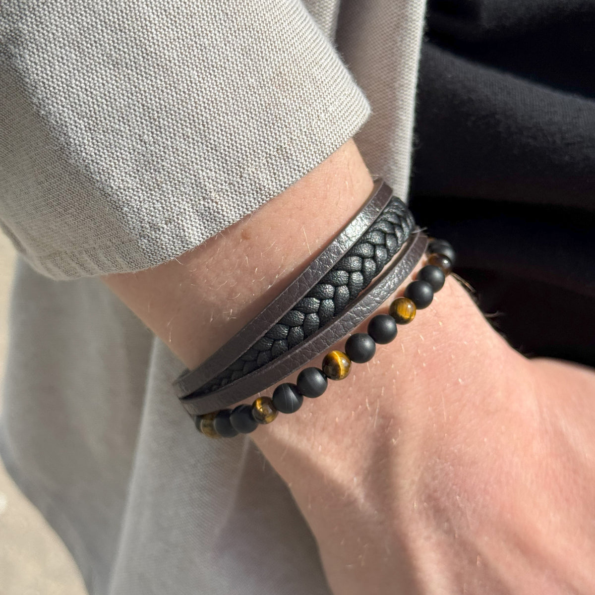 Leather Wrap Bracelet with Beads