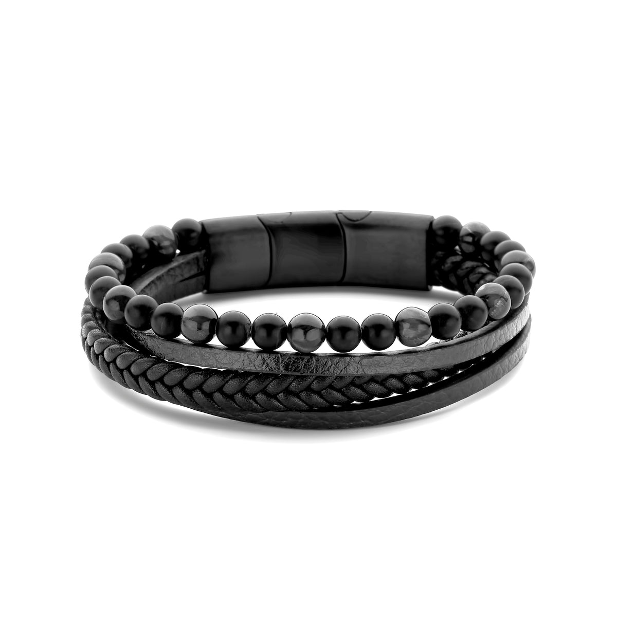 Leren wikkelarmband met kralen