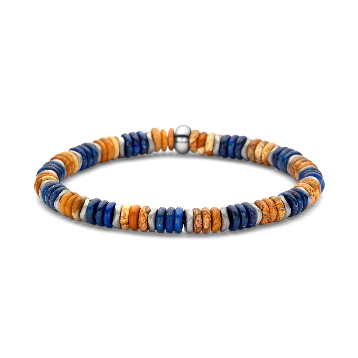 Flat Beads Bracelet with Steel