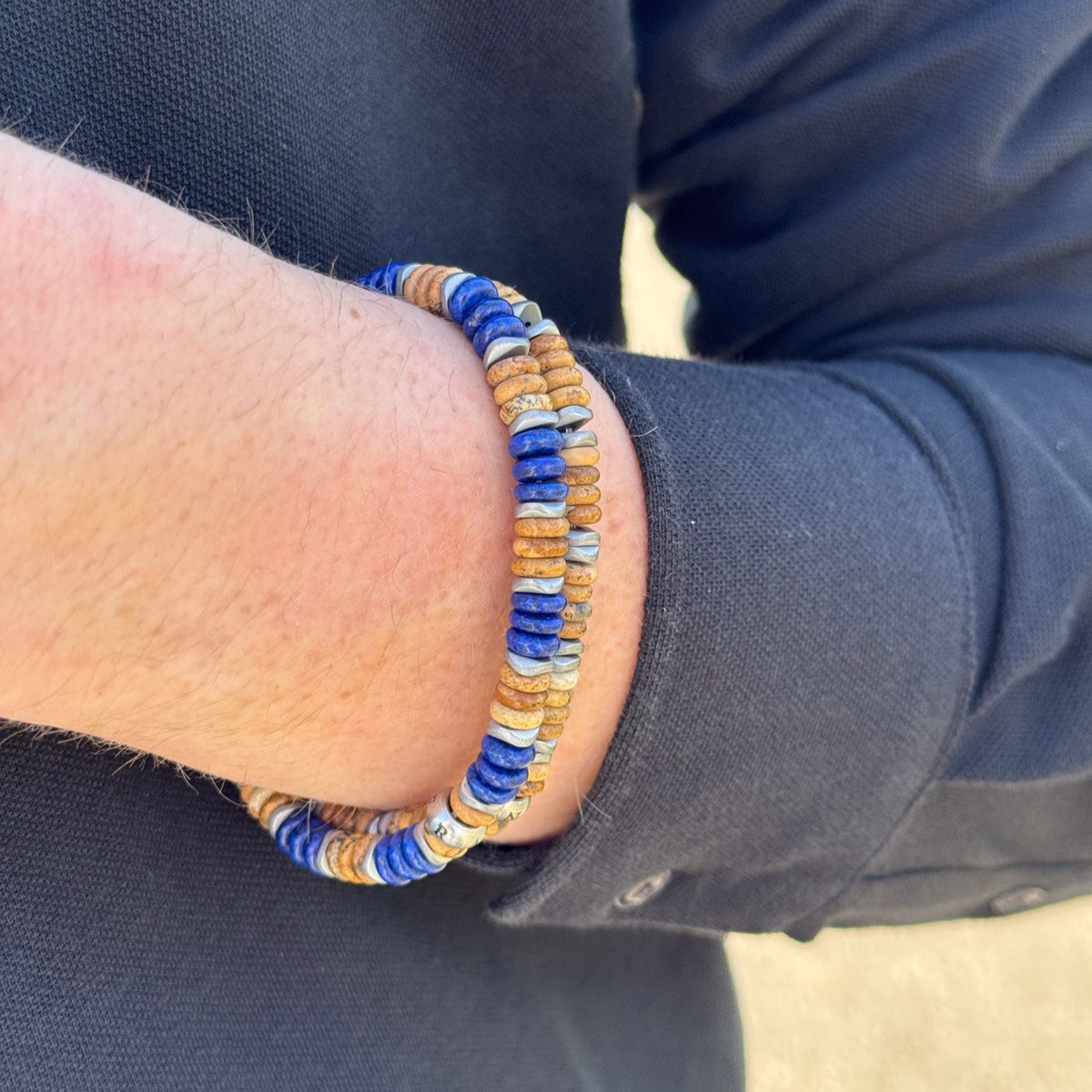 Flat Beads Bracelet with Steel