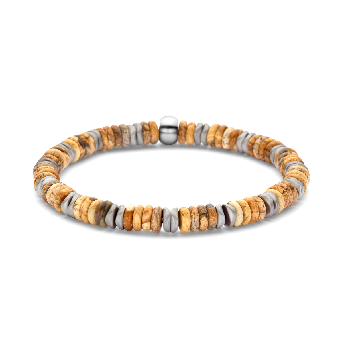 Flat Beads Bracelet with Steel