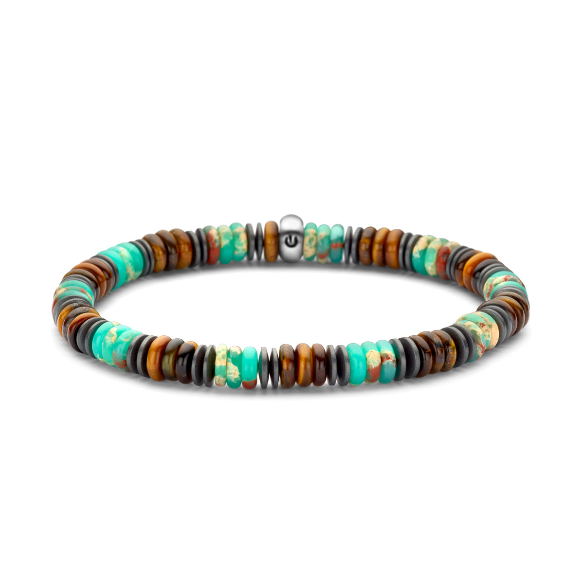 Flat Beads Bracelet with Steel