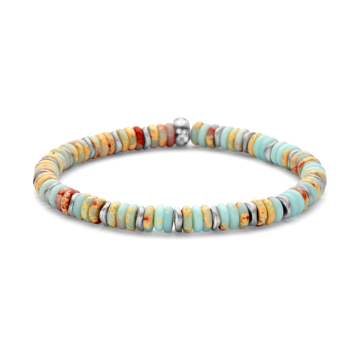 Flat Beads Bracelet with Steel