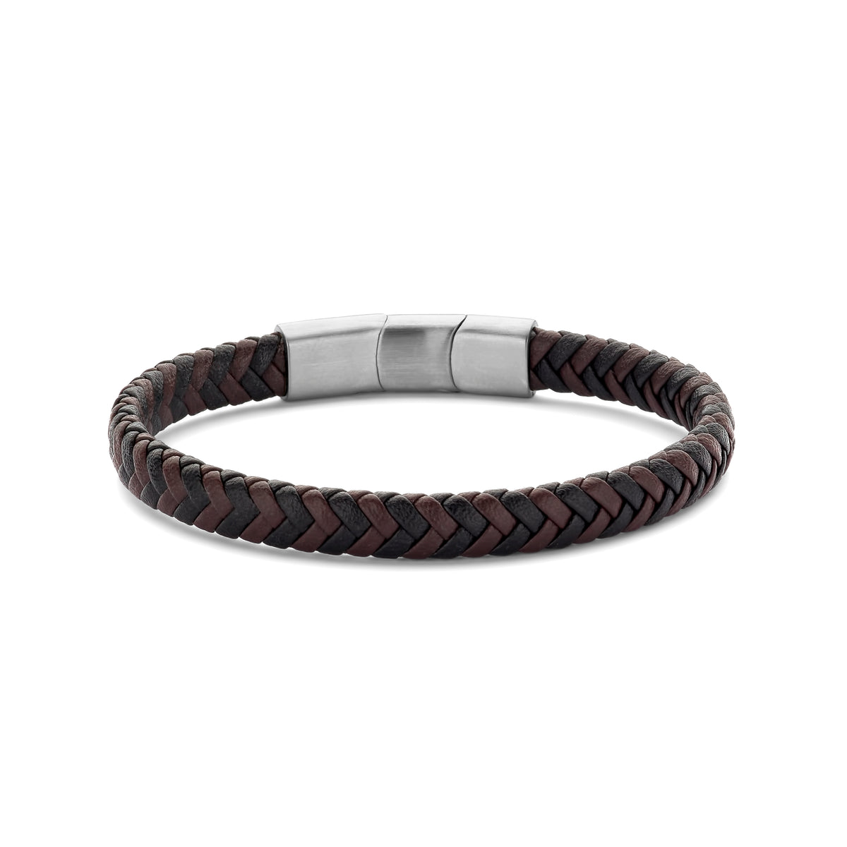 Two-Tone Braided Leather Bracelet