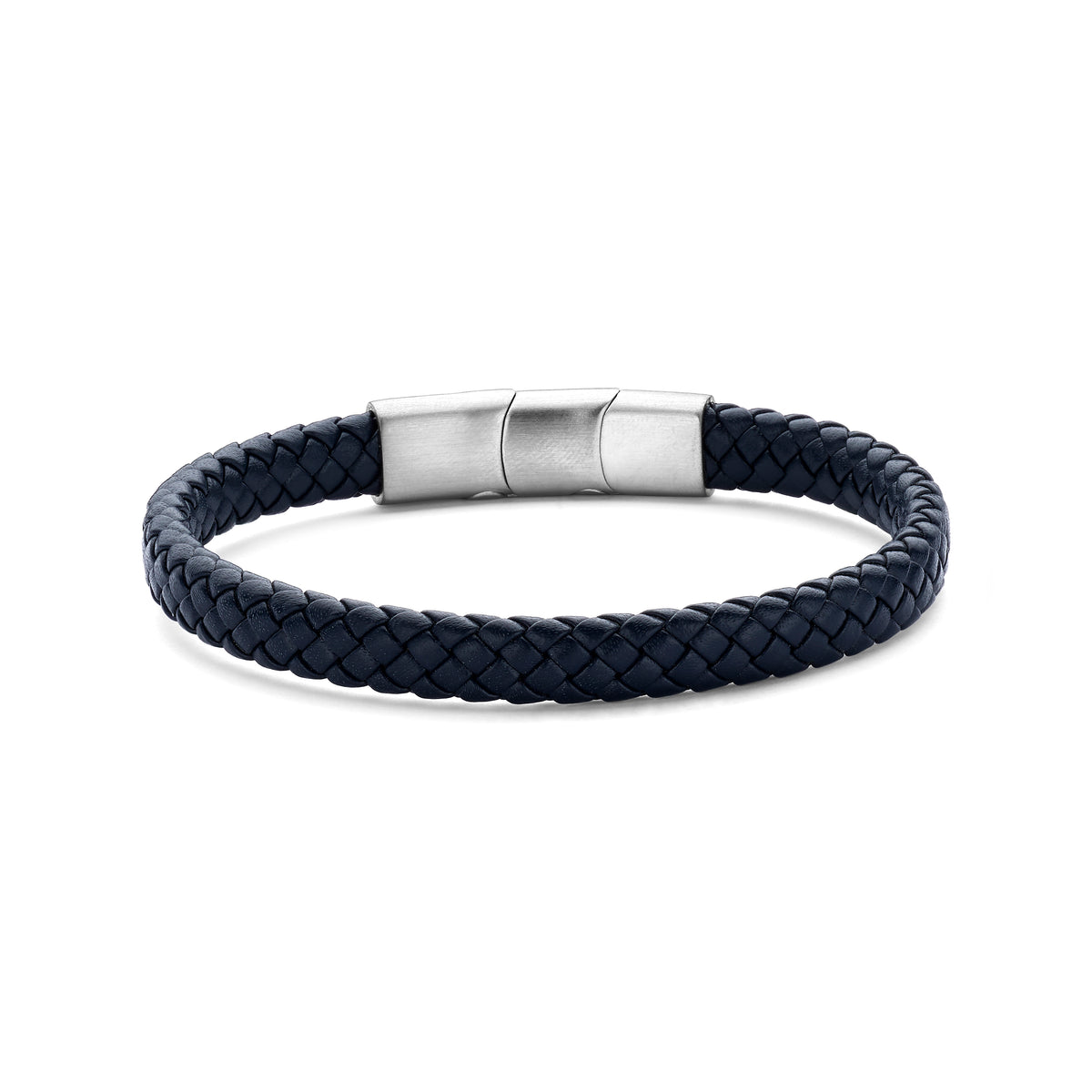 Frank 1967 Leather Men's Bracelet 8mm Silver-Colored Brushed