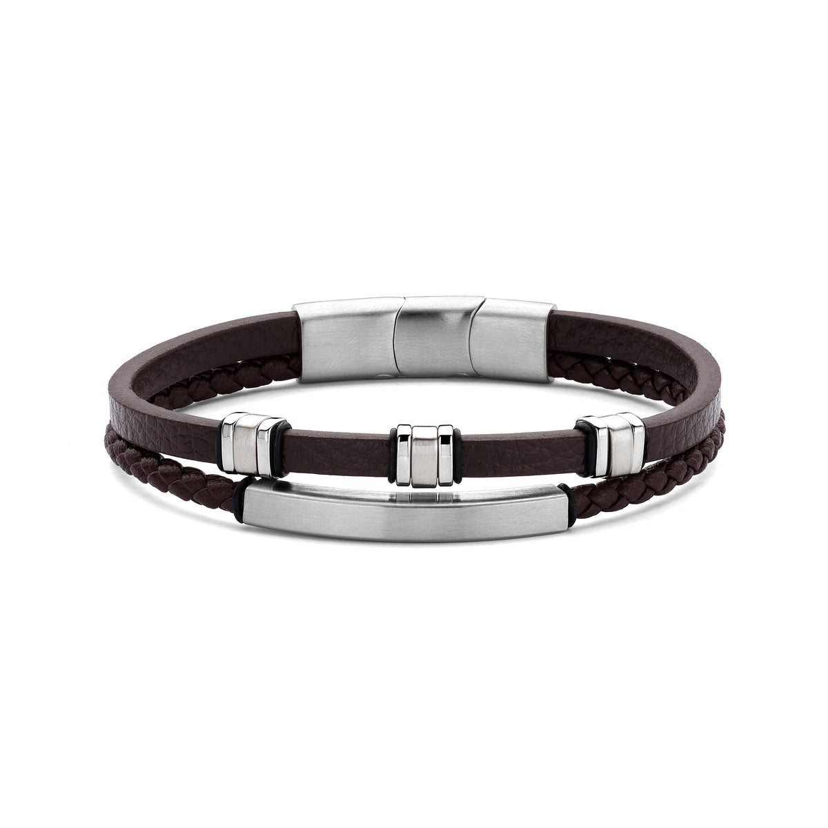 Dubbele Leren Armband met Stalen Sluiting
