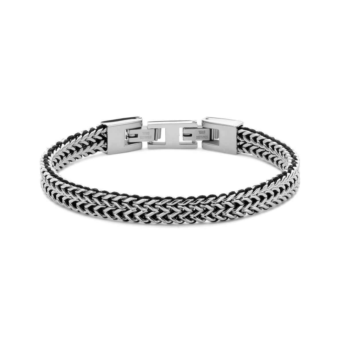 Frank 1967 Steel Foxtail Men's Bracelet with Polished Cord