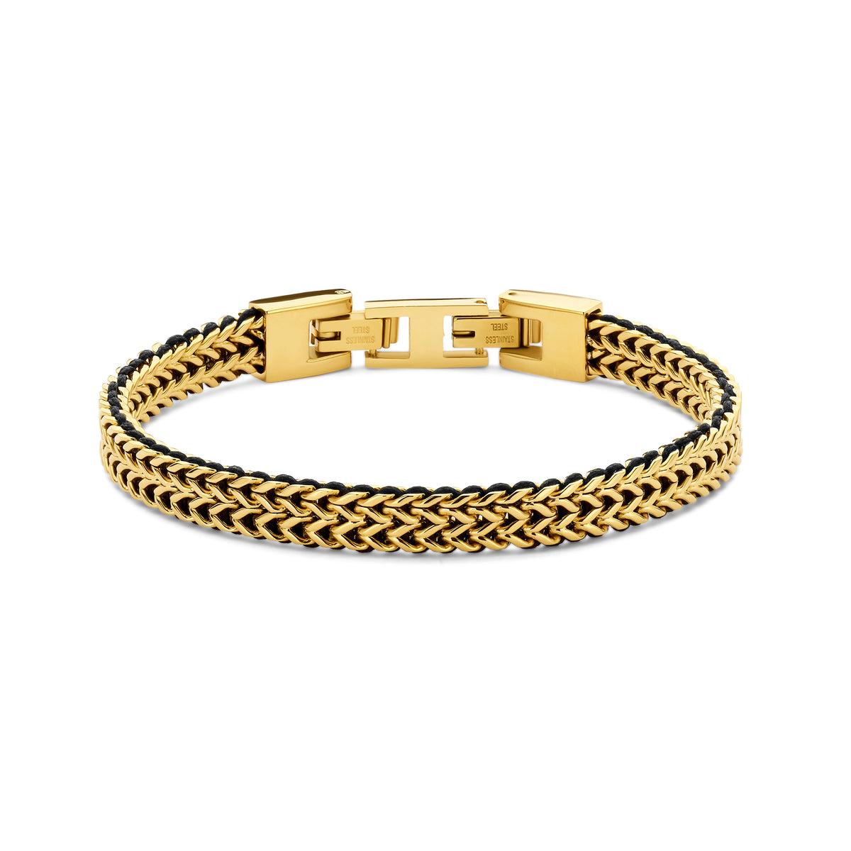 Frank 1967 Steel Foxtail Men's Bracelet with Polished Cord