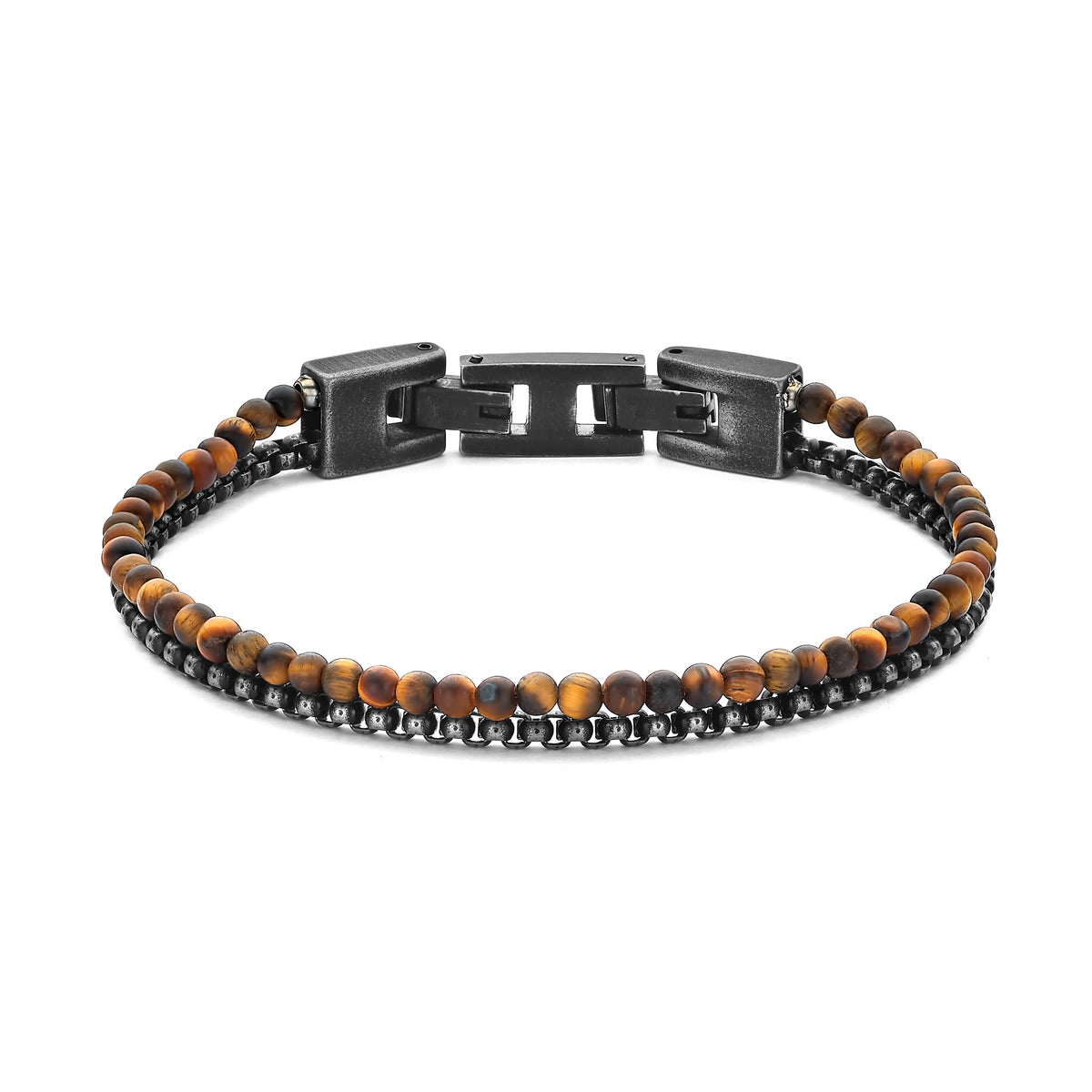 Frank 1967 bead bracelet yellow tiger eye/stainless steel vintage