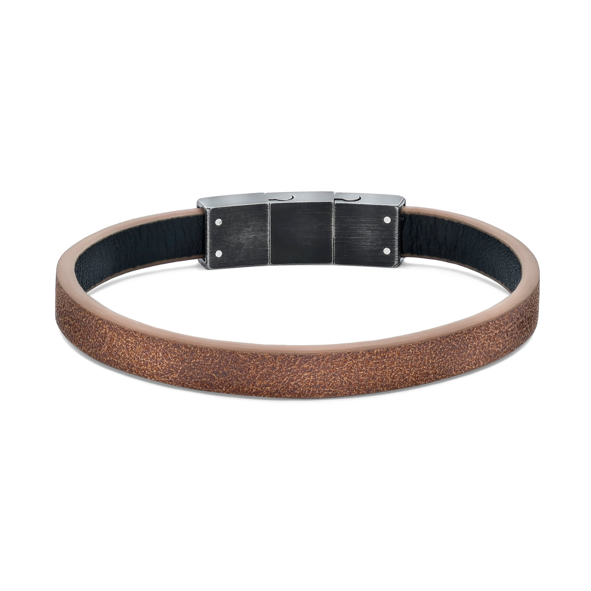 Frank 1967 bracelet brown leather/steel parts bracelet 21cm vintage