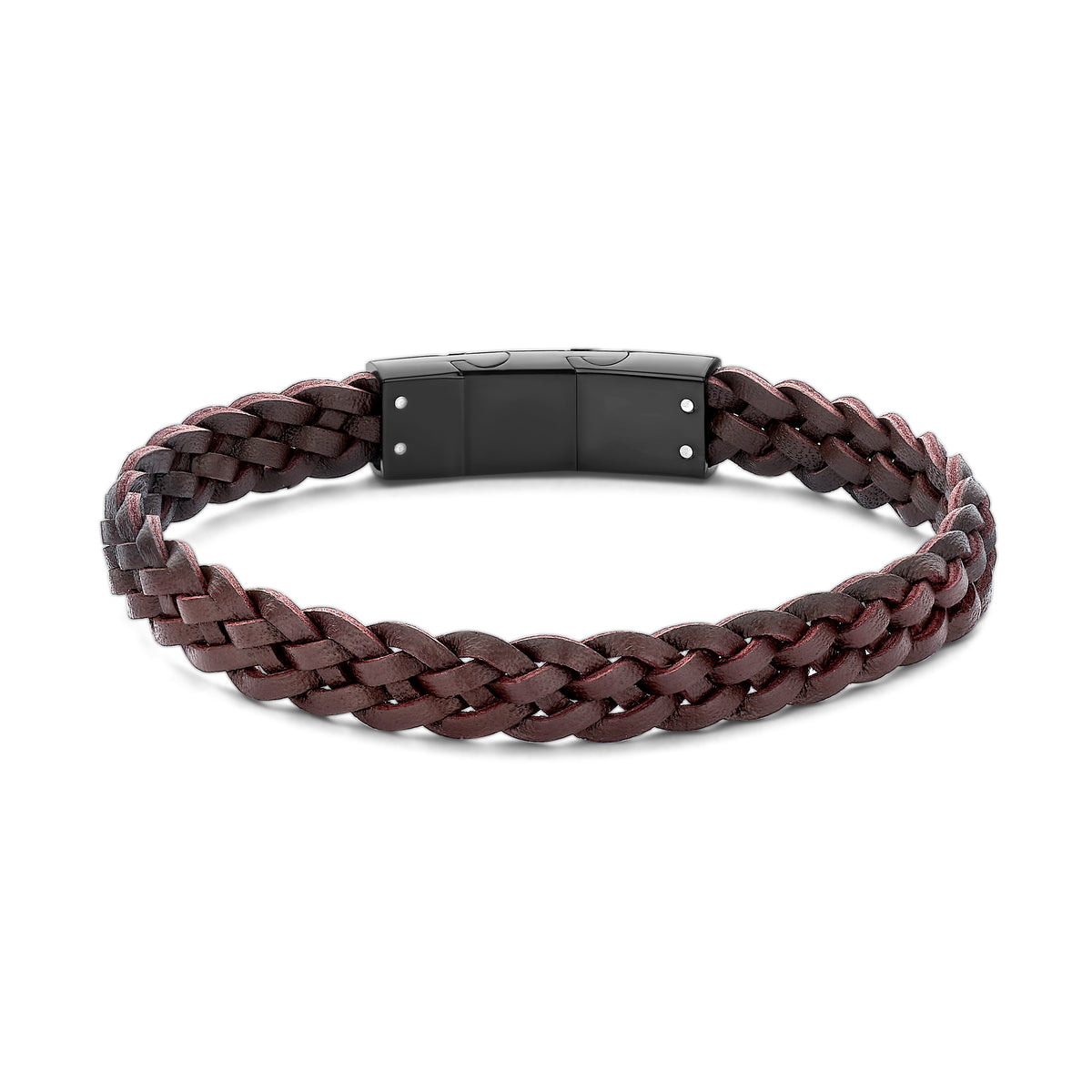 Frank 1967 bracelet brown leather/steel parts bracelet 21cm ip black