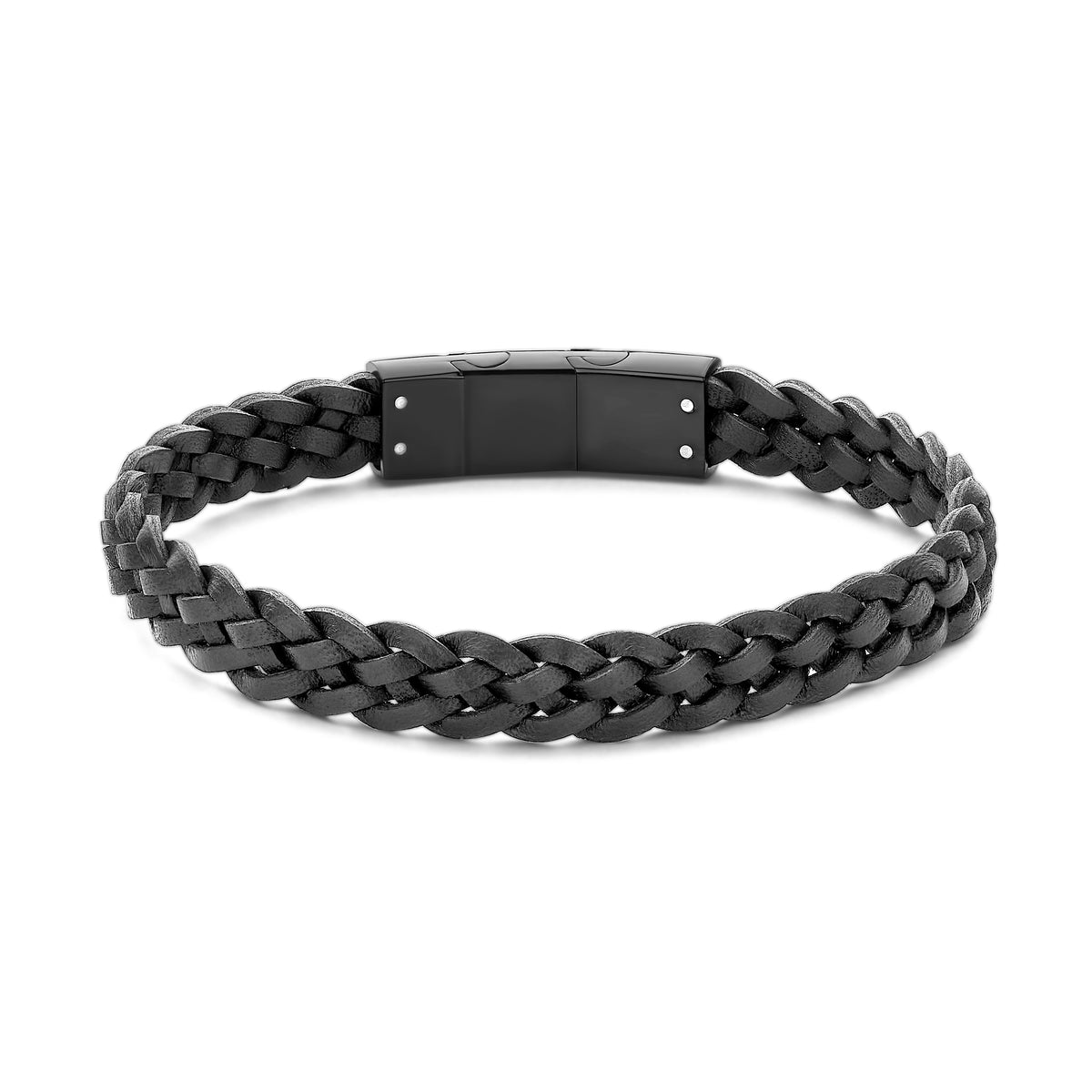 Frank 1967 bracelet brown leather/steel parts bracelet 21cm ip black