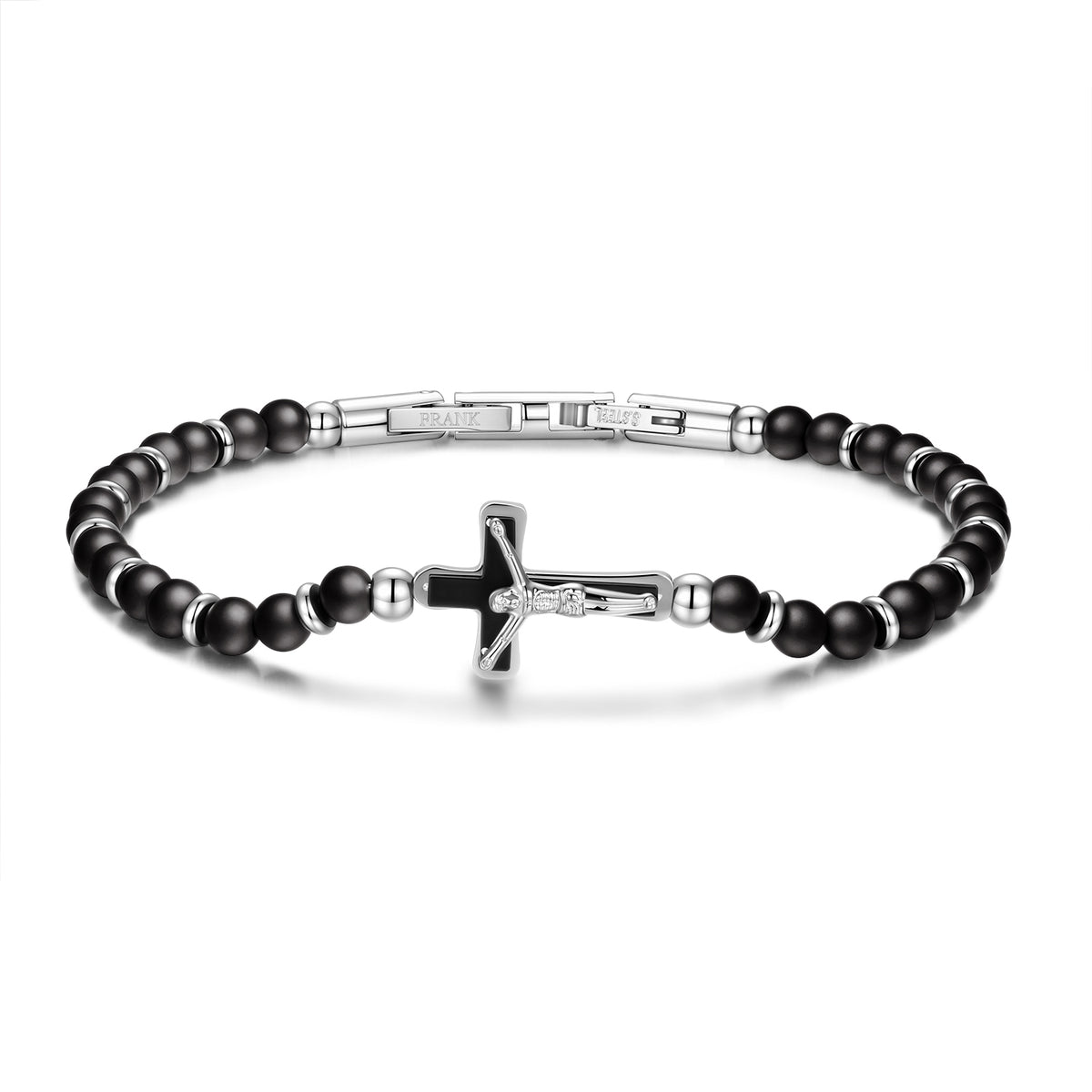 Cross Natural Stone Bead Bracelet