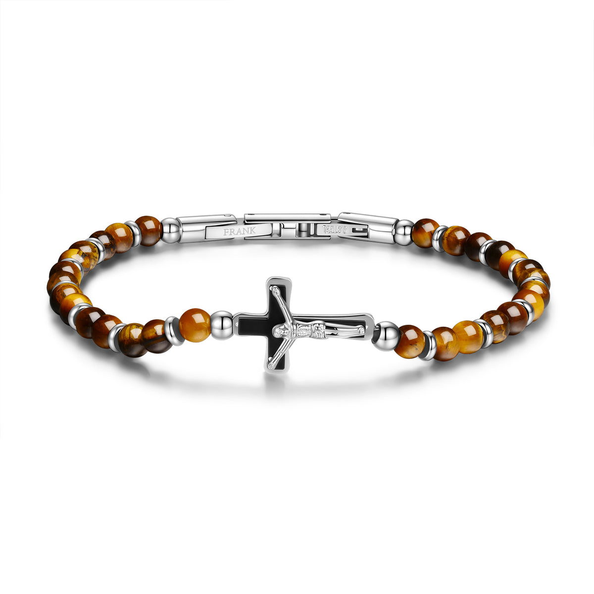 Cross Natural Stone Bead Bracelet