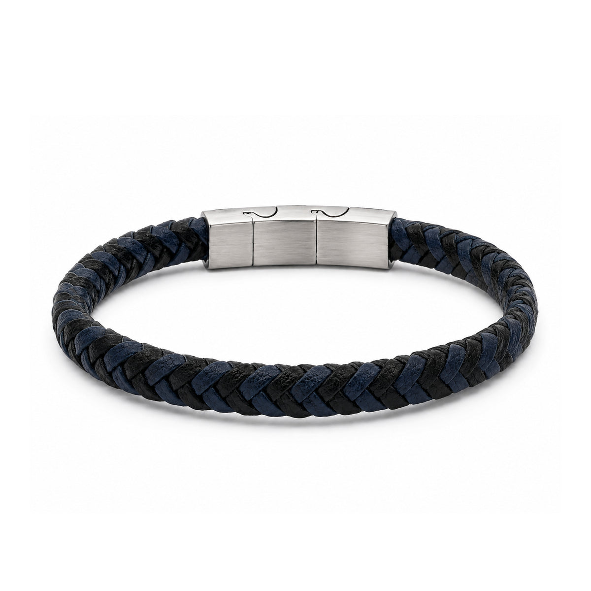Two-Tone Braided Leather Bracelet