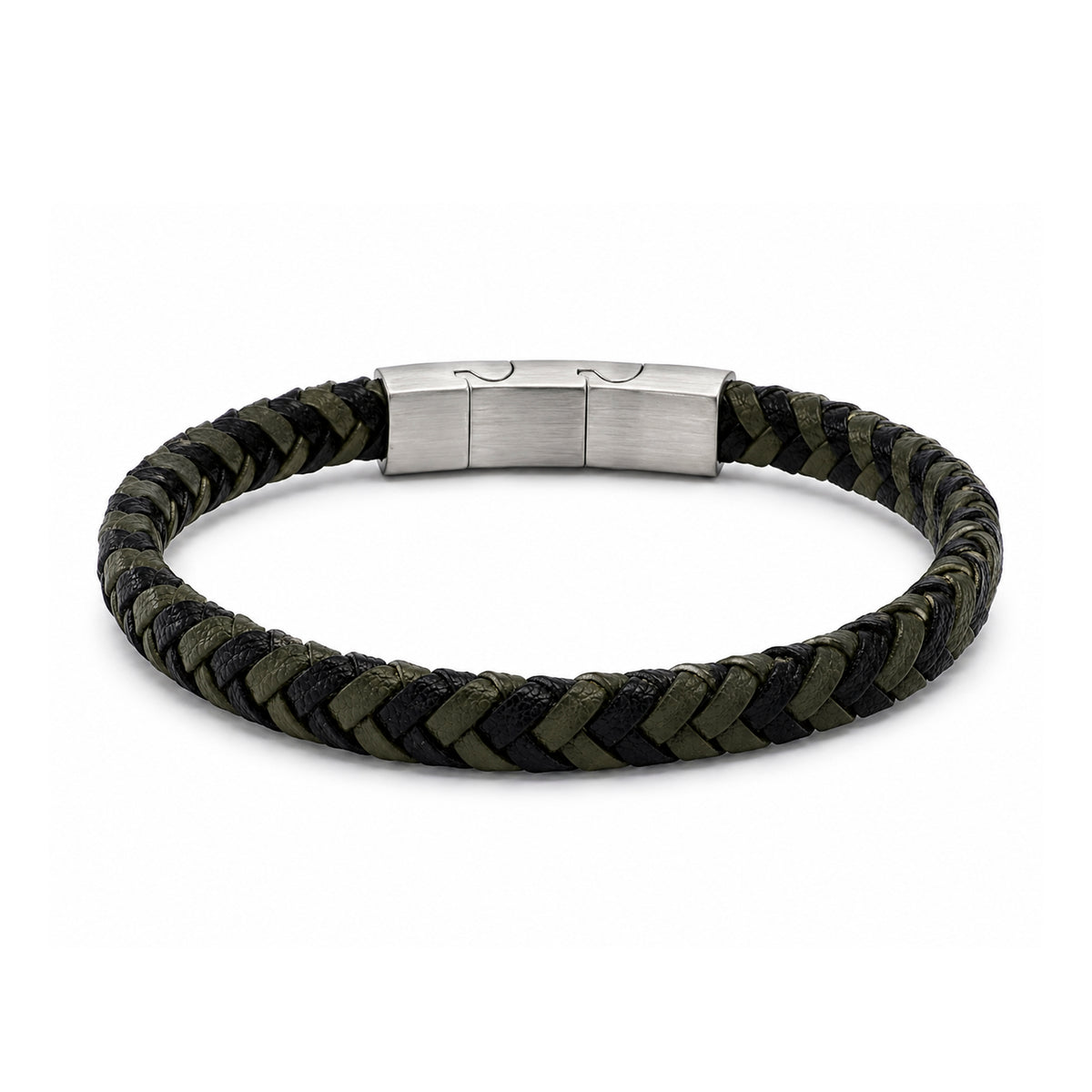 Two-Tone Braided Leather Bracelet