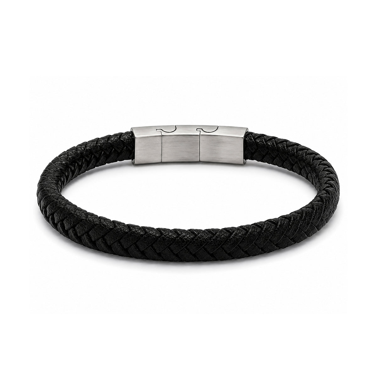 Two-Tone Braided Leather Bracelet