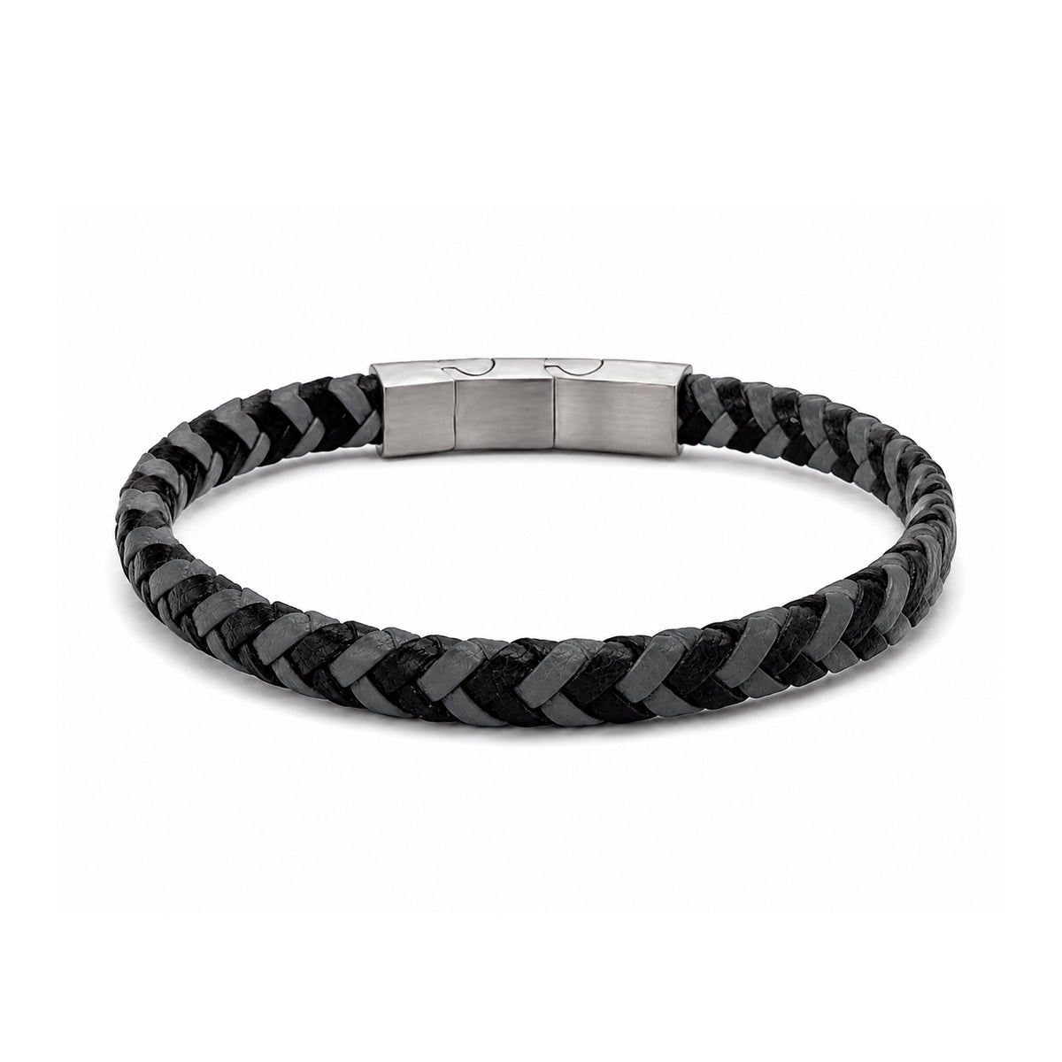 Two-Tone Braided Leather Bracelet