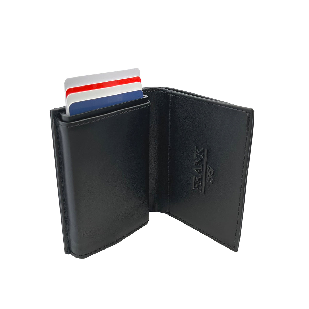 Leather Card Holder Wallet with Pop-Up Card System