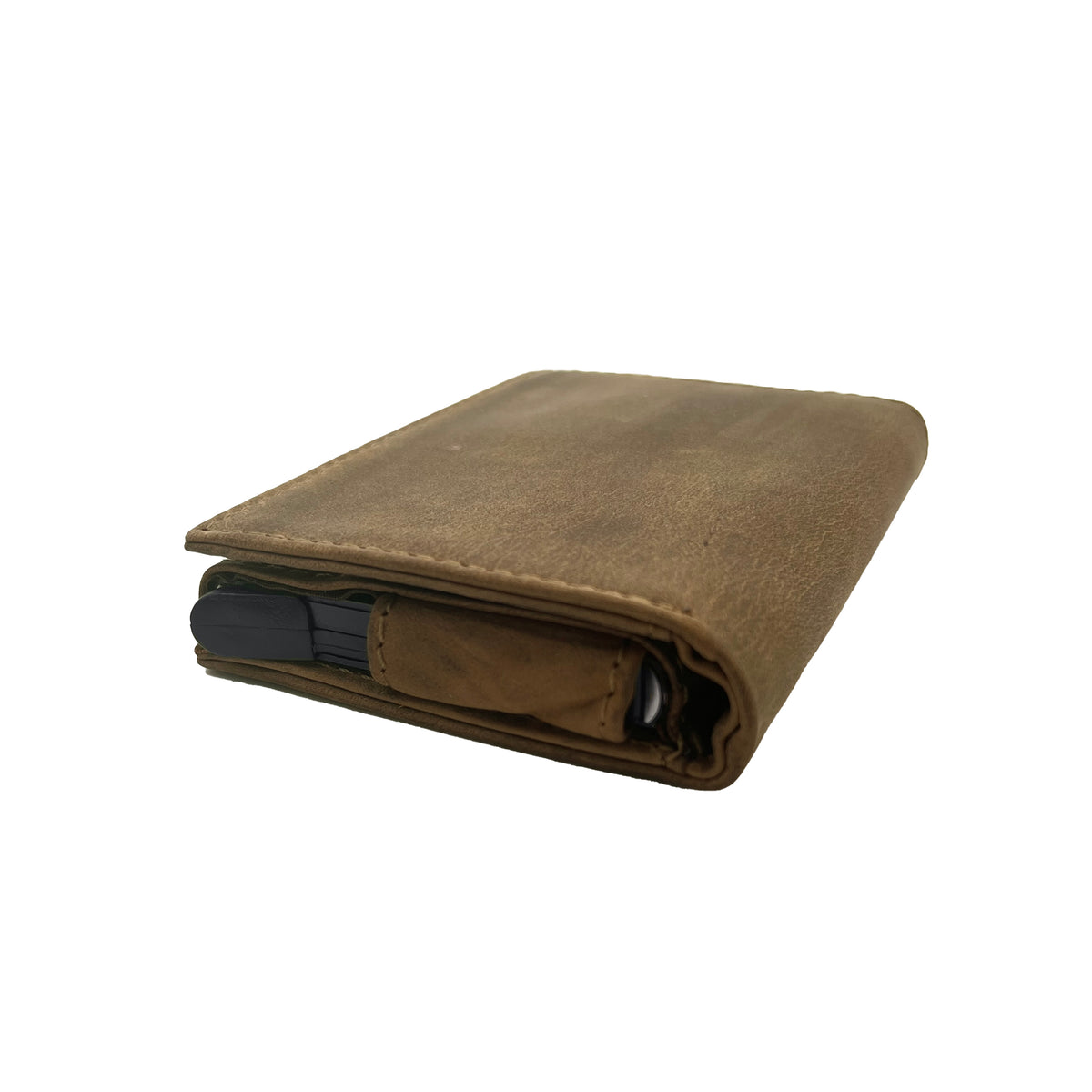 Leather Card Holder Wallet with Pop-Up Card System