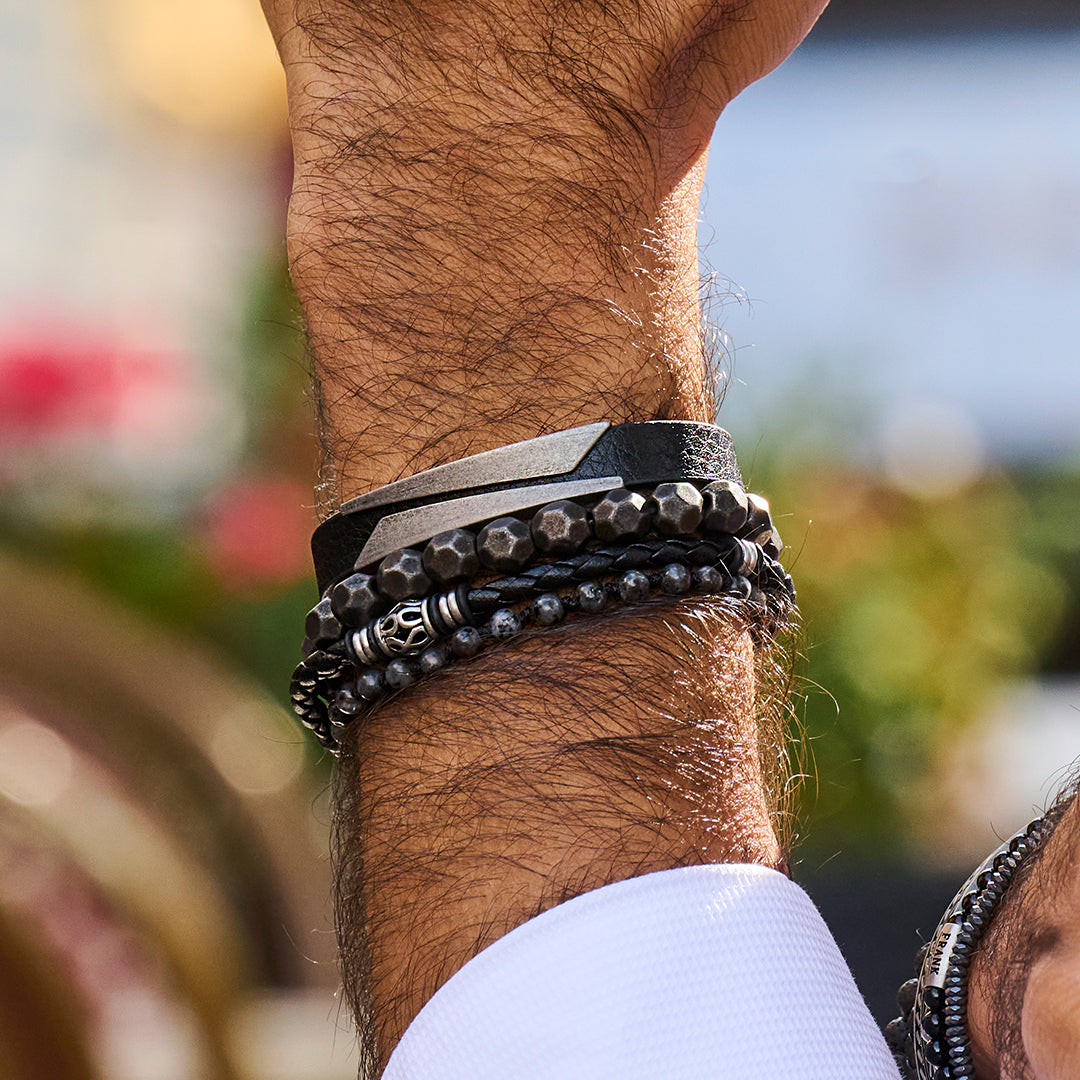Ruwe stalen kralen armband