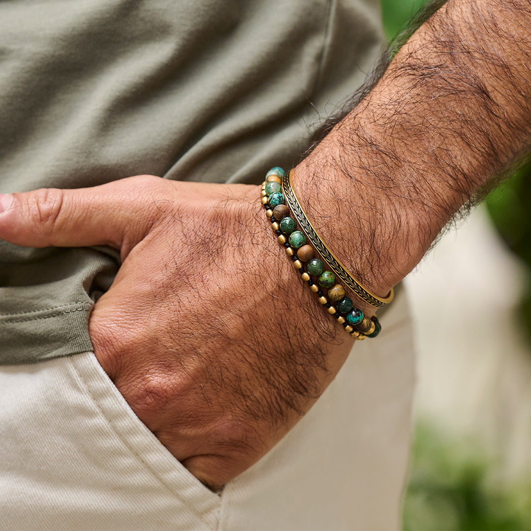 Dunne stalen armband met patroon