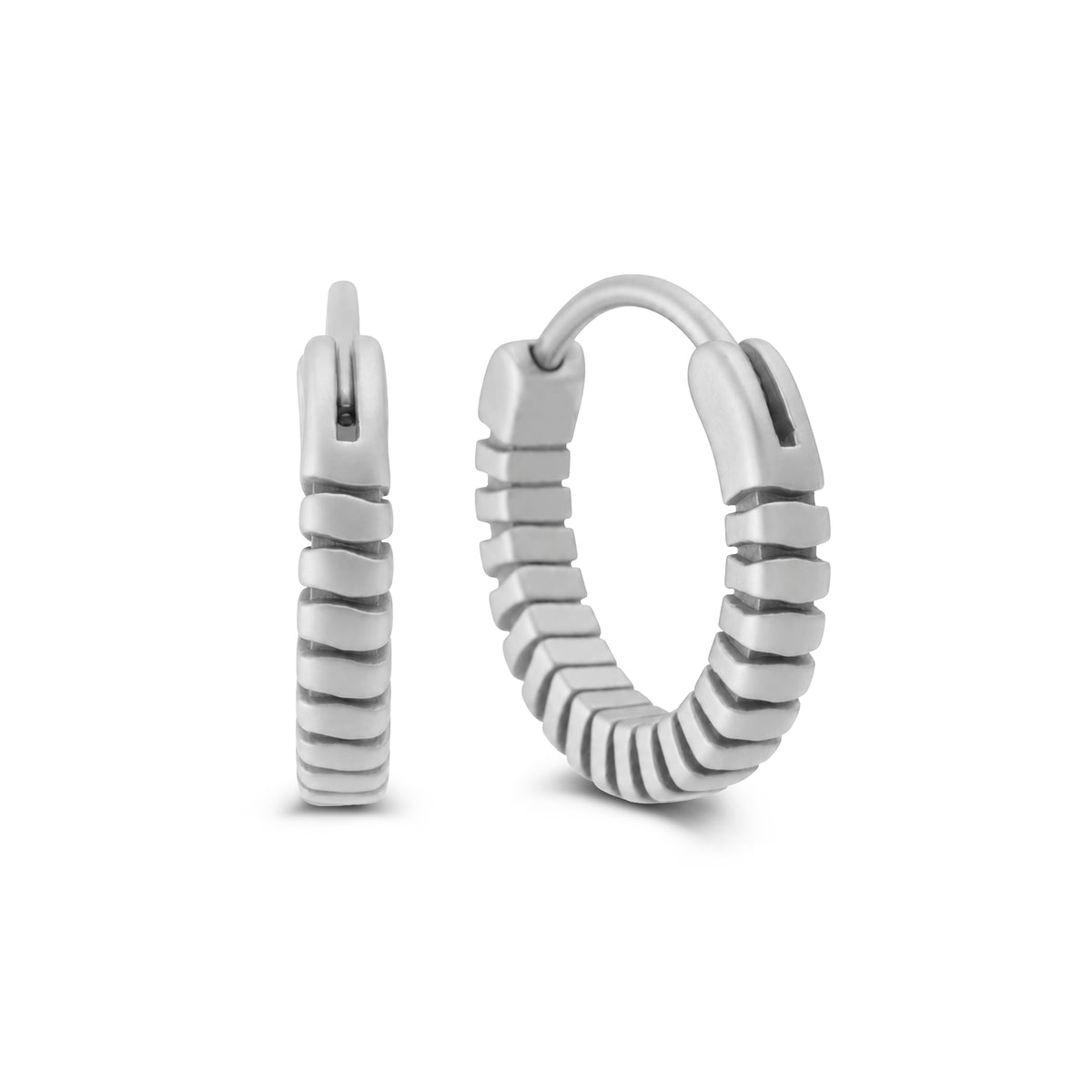 Textured Stainless Steel Hoop Earrings