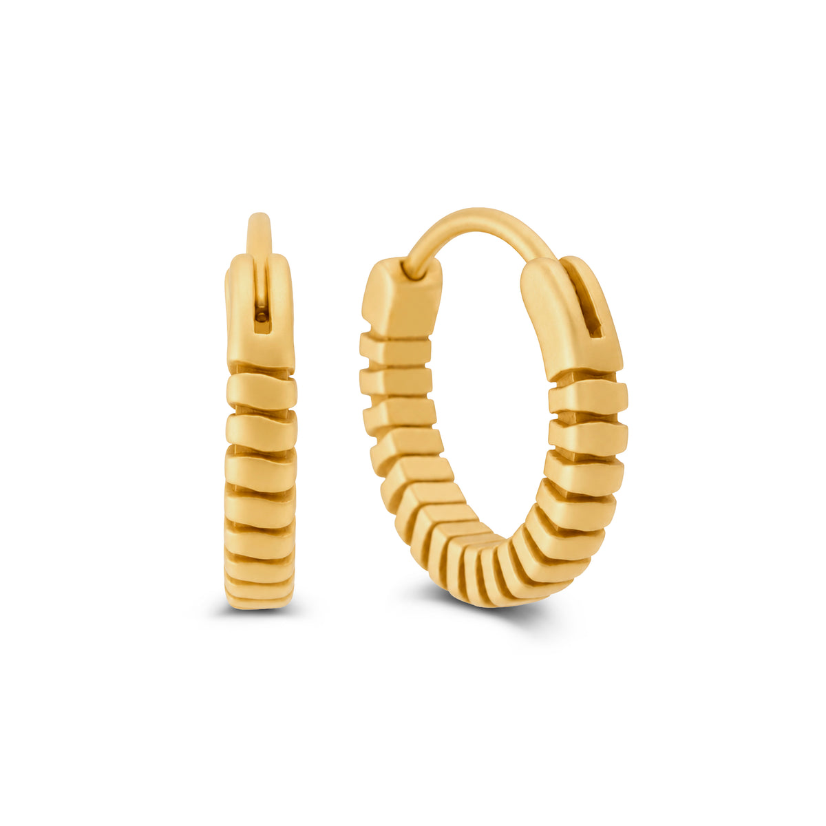 Textured Stainless Steel Hoop Earrings